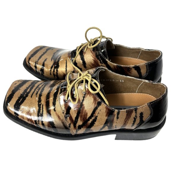 Vintage Tan Gold Zebra Oxford Formal Dress Shoe Rare OOAK NWOT - Picture 6 of 12